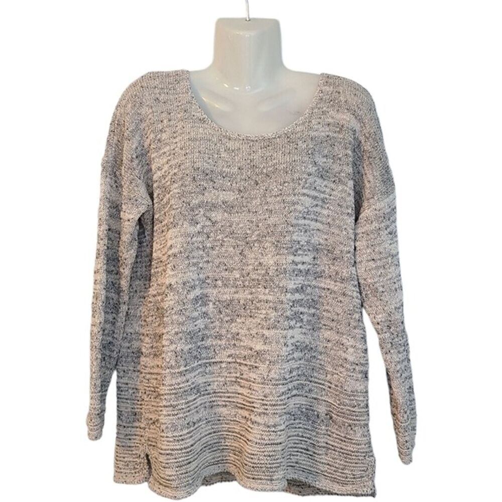 J Jill Petite L Gnarled Gray Cotton Blend Knit Sweater Comfy Normcore Autumn